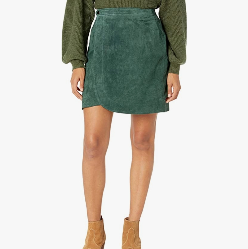 BLANKNYC Green Suede Leather Wrapped High Rise Mini Skirt Size 25